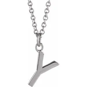 Platinum Initial Y Dangle 18" Necklace