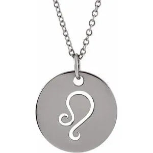 Platinum Leo Zodiac Disc 16-18" Necklace