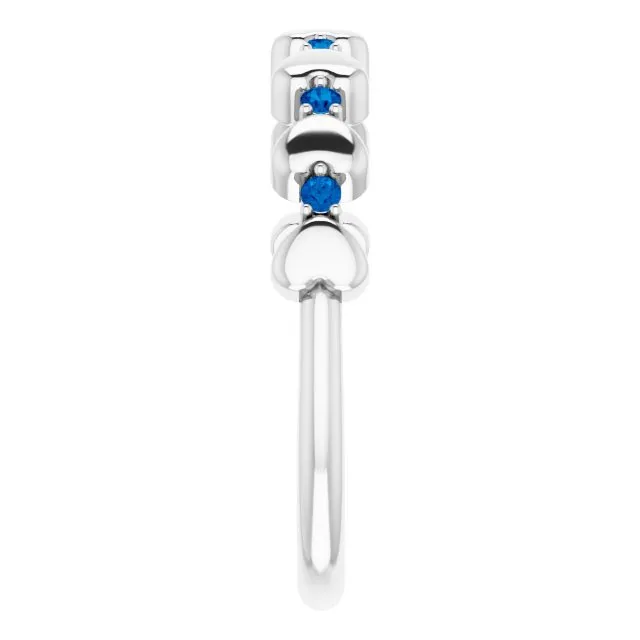 Platinum Natural Blue Sapphire Heart Stackable Ring