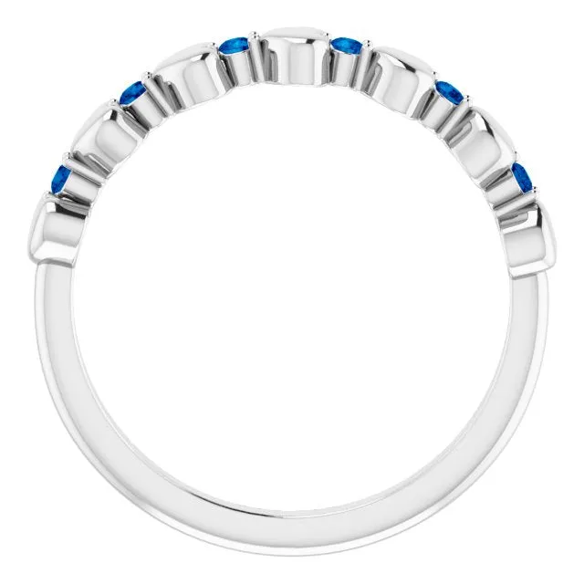 Platinum Natural Blue Sapphire Heart Stackable Ring