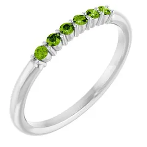 Platinum Natural Peridot Stackable Ring