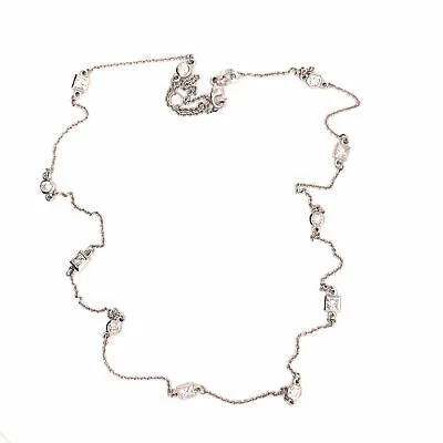 Platinum Round and Princess Diamond-by-the Yard Necklace