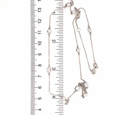 Platinum Round and Princess Diamond-by-the Yard Necklace