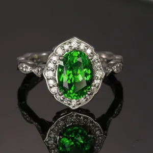Platinum Tsavorite Garnet and Diamond Ring 2.76 Carats Designed by Christopher Michael