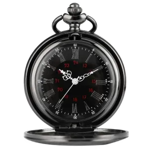 Pocket Watches Black Roman Numerals Pocket Watches With Chain Vintage Men Pocket Watches