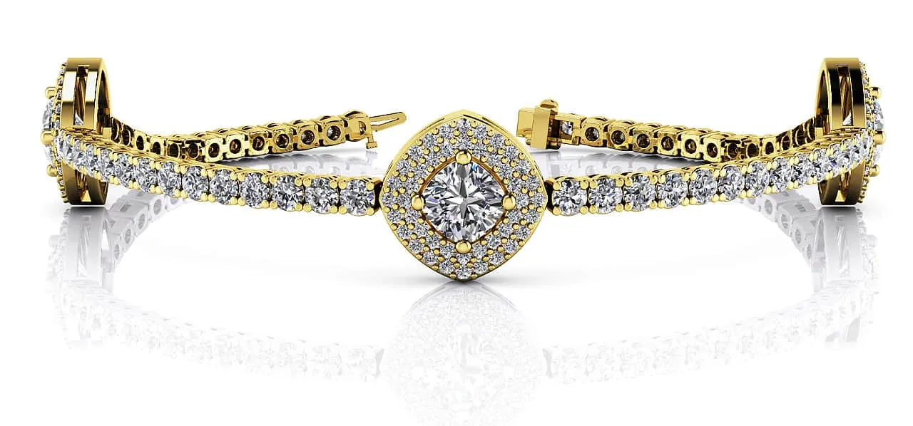 Posh Diamond Bracelet With Modern Accents Diamond with 5.65 ct.(finished) 1.1mm, 2.2mm, 5.5mm