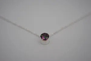 Purple Green Mystic Topaz Bezel Setting Silver Pedant Necklace