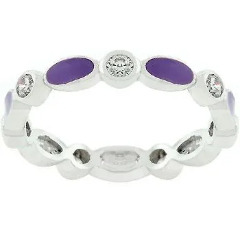 Purple Link Enamel Stacker Ring