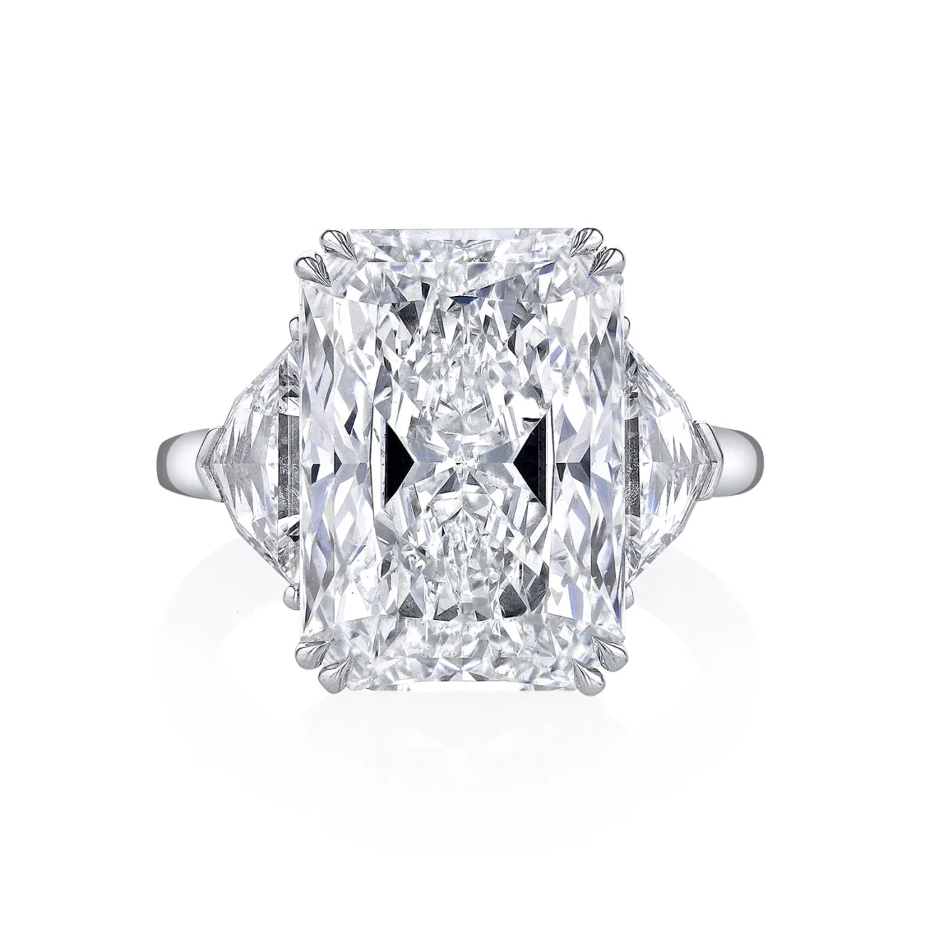 Radiant Cut 10.16 ct Platinum Three Stone Diamond Engagement Ring (Pre-Order)