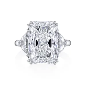 Radiant Cut 10.16 ct Platinum Three Stone Diamond Engagement Ring (Pre-Order)
