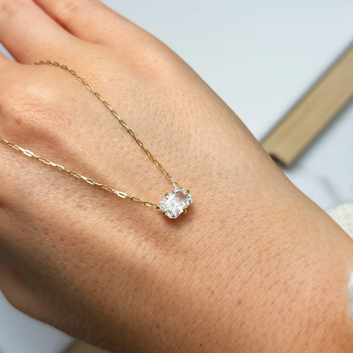 Radiant Cut Diamond Solitaire Necklace