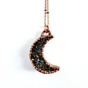 Rainbow Aura Crescent Moon Necklace