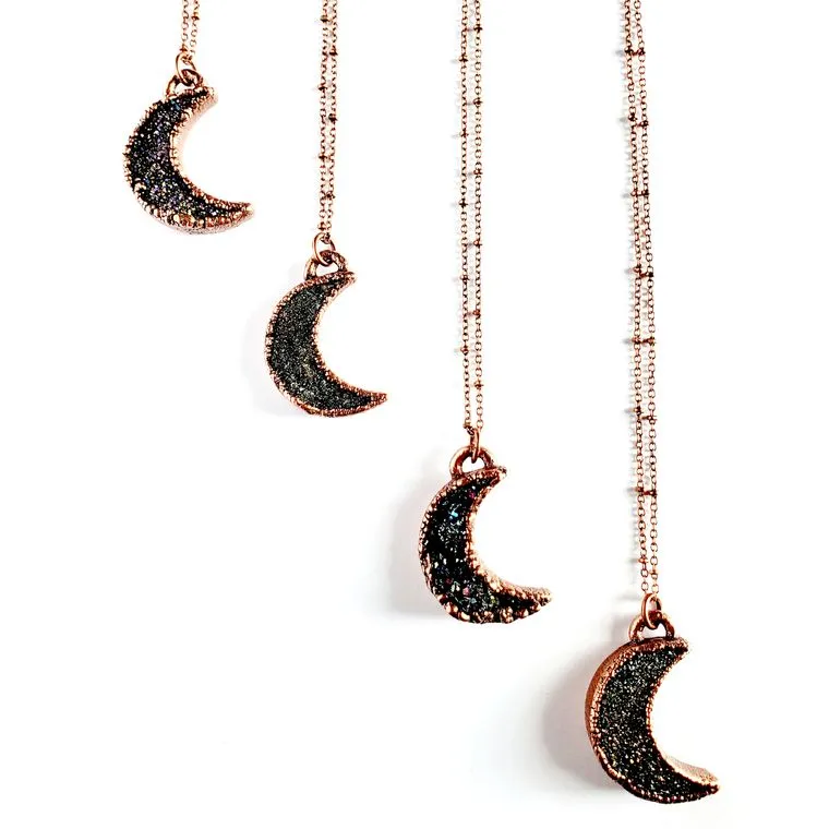 Rainbow Aura Crescent Moon Necklace