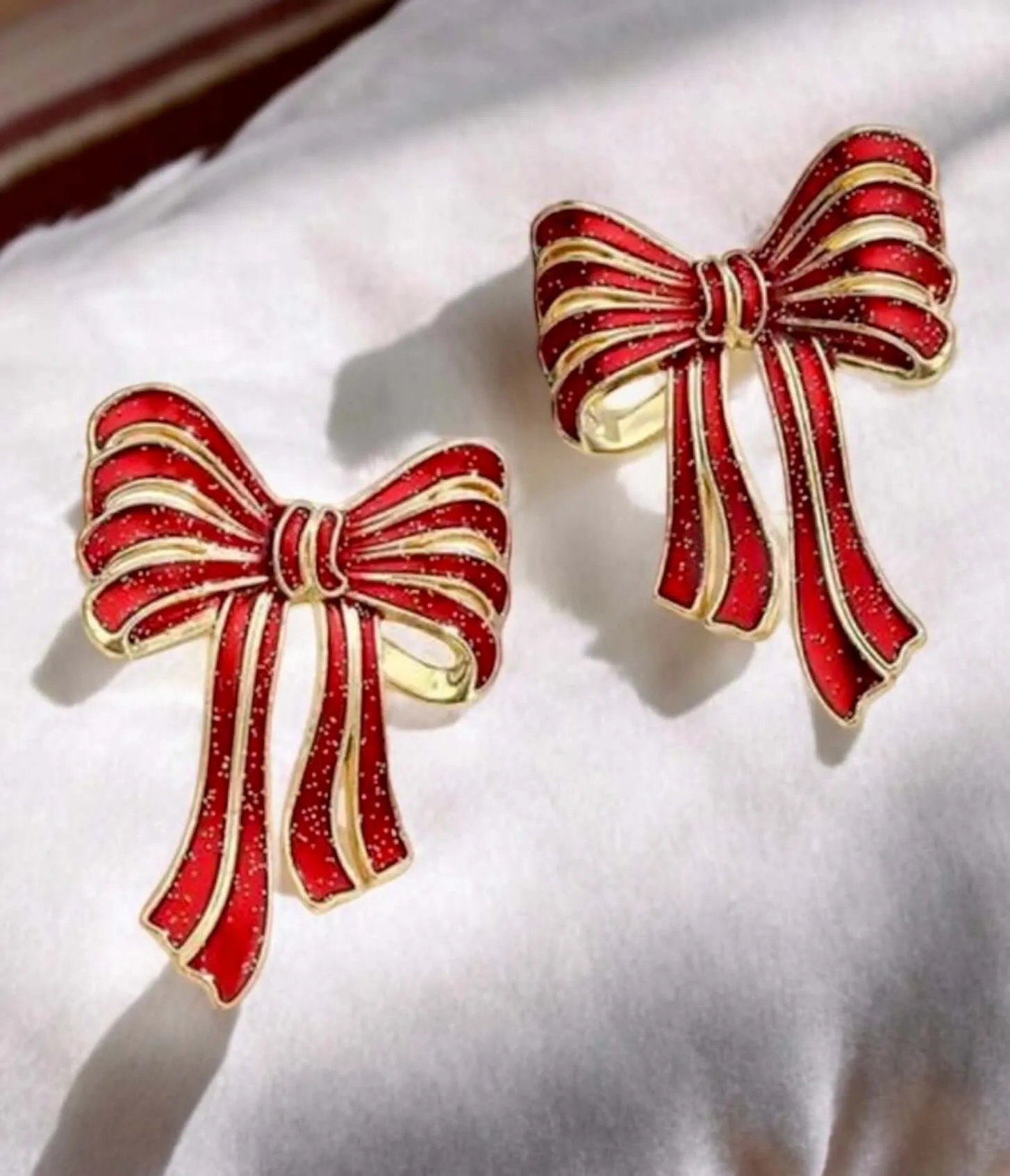 Red & Gold  Bow Earrings
