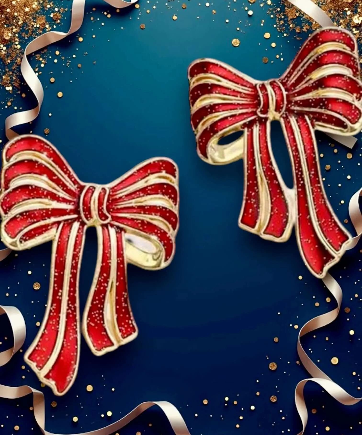 Red & Gold  Bow Earrings