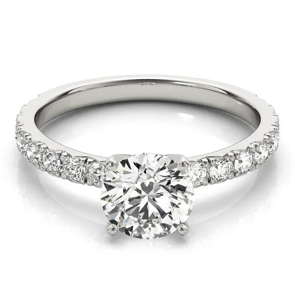 Reese Pavé Four-prong Solitaire Engagement Ring