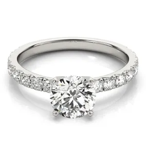 Reese Pavé Four-prong Solitaire Engagement Ring