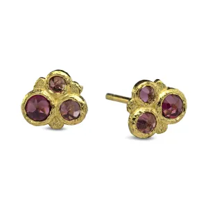 Rhodolite Cluster Stud Earrings