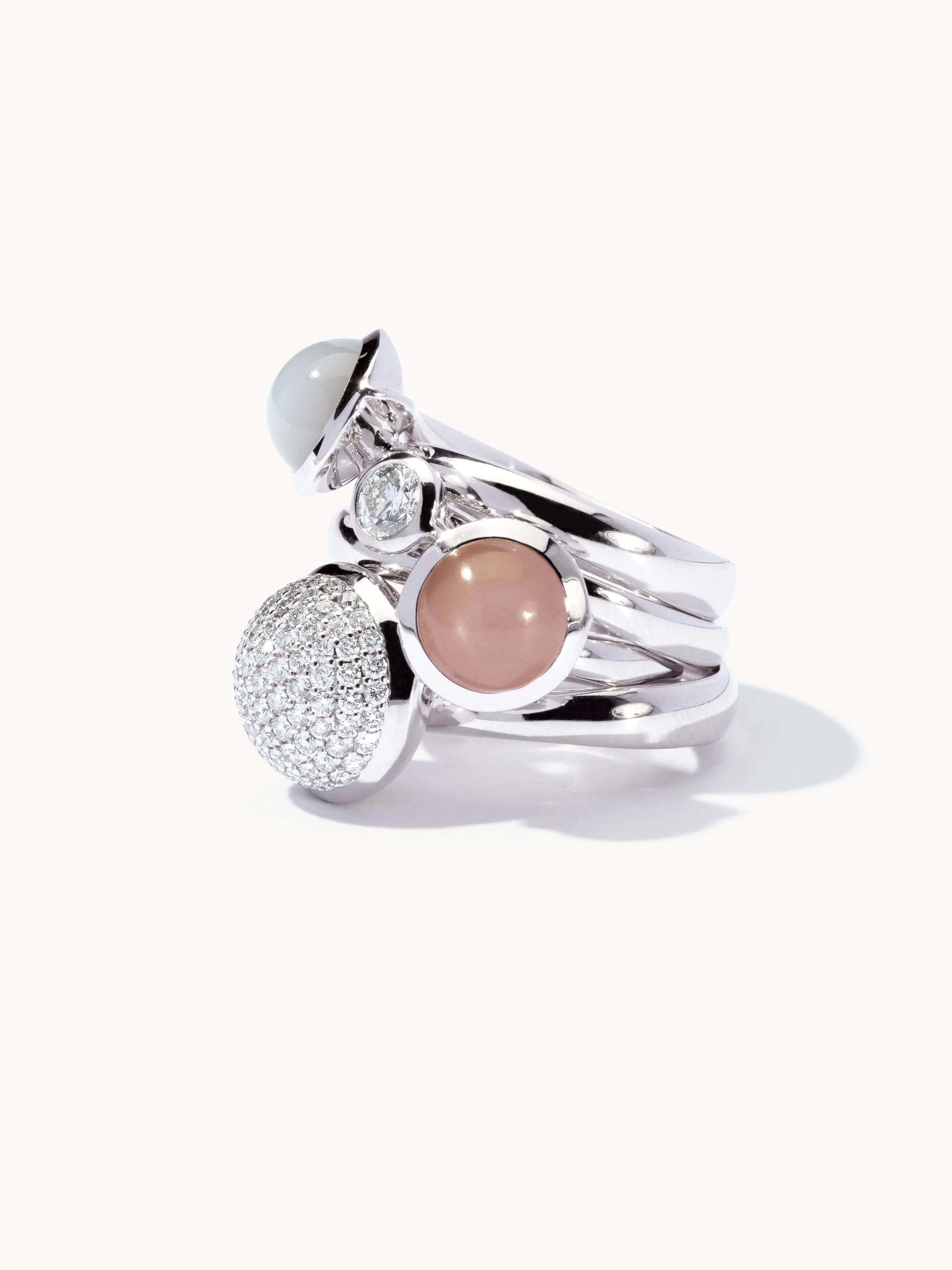 Ring BOUTON large Diamond Pavé 18K white gold