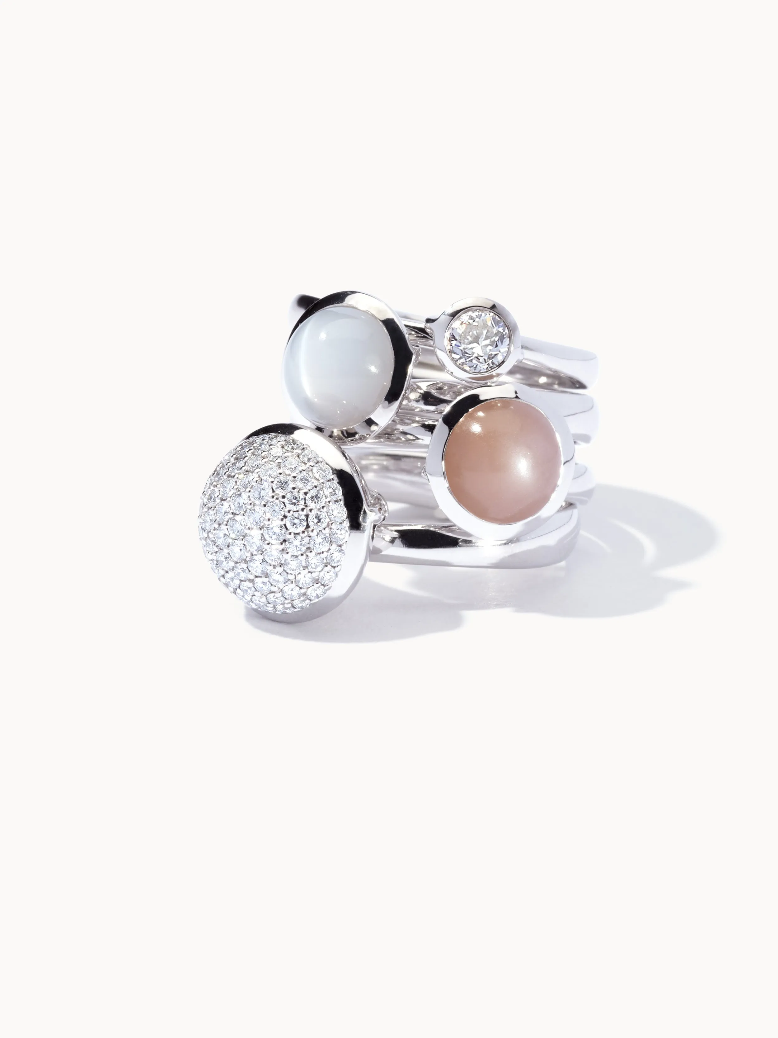 Ring BOUTON large Diamond Pavé 18K white gold