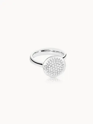 Ring BOUTON large Diamond Pavé 18K white gold