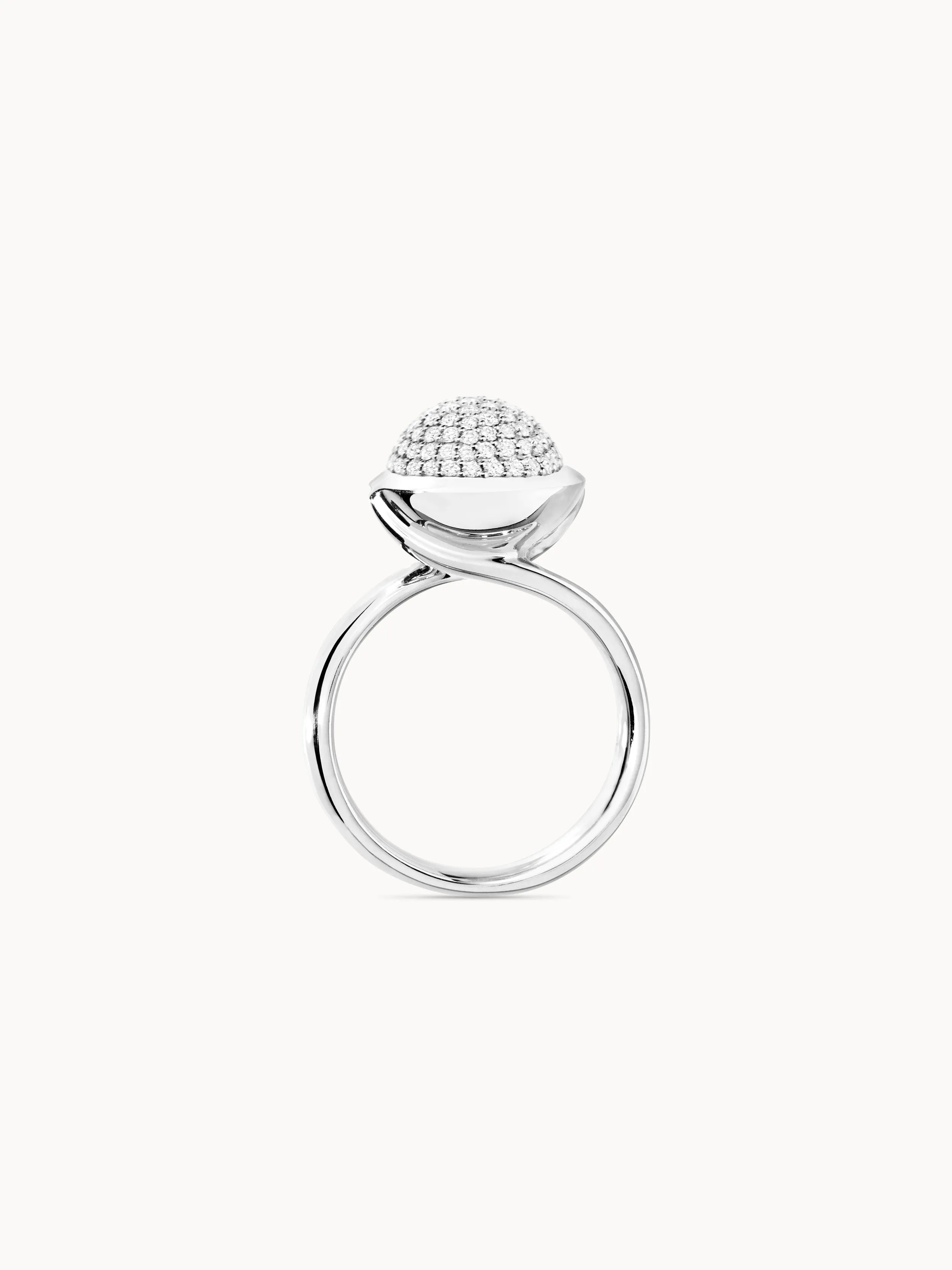 Ring BOUTON large Diamond Pavé 18K white gold