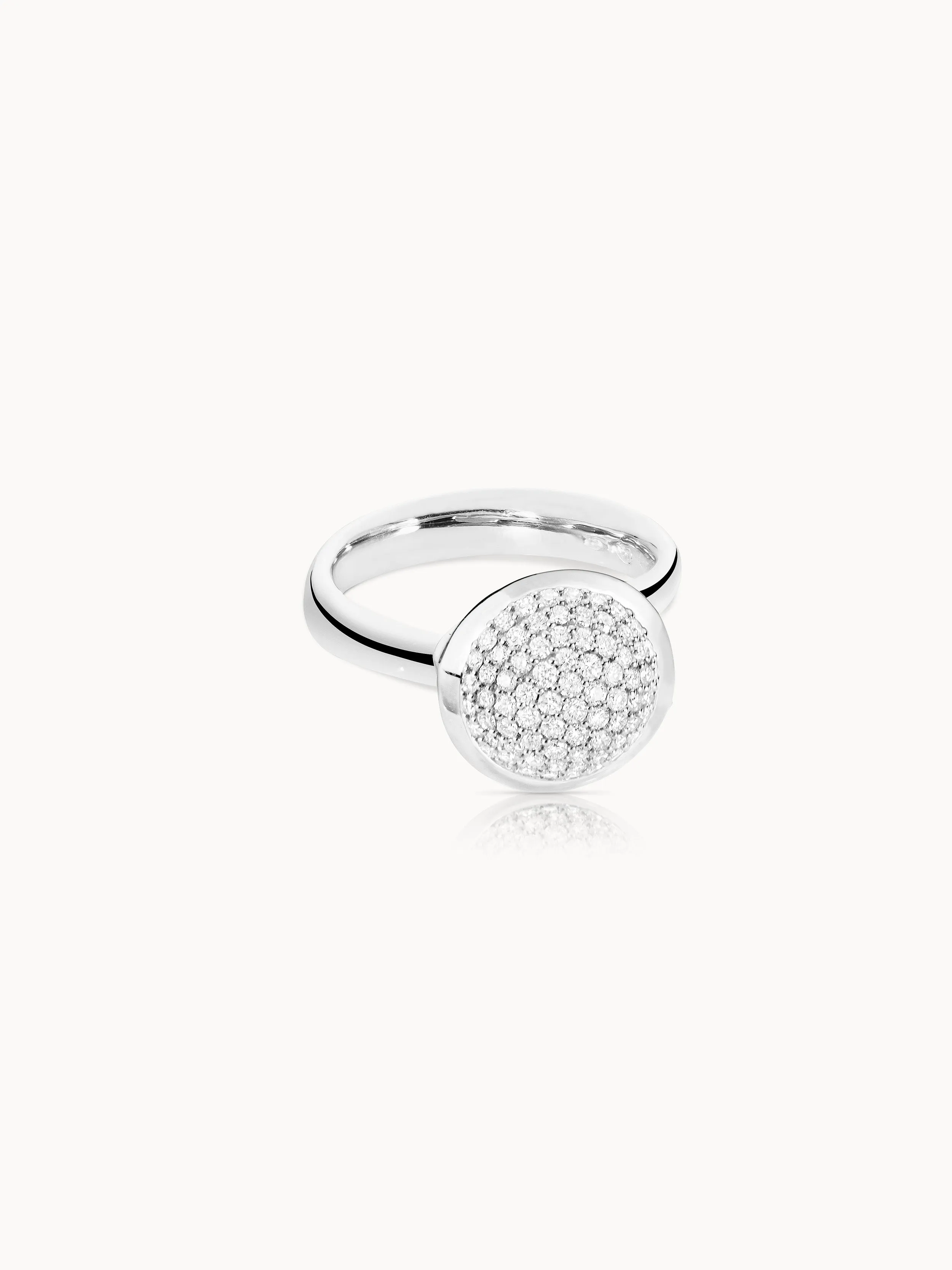 Ring BOUTON large Diamond Pavé 18K white gold