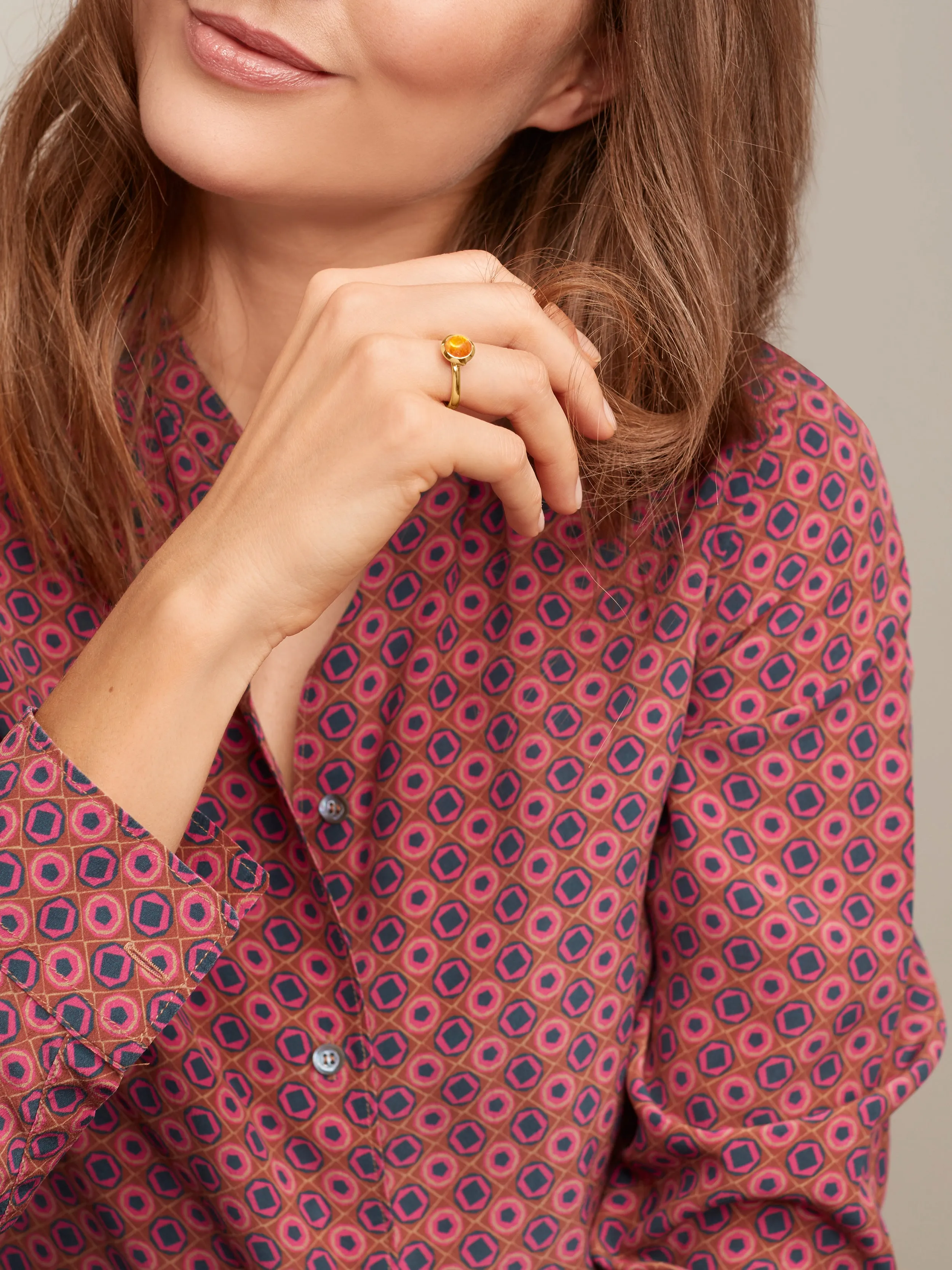 Ring BOUTON small Mandarin Garnet Mandarin Garnet