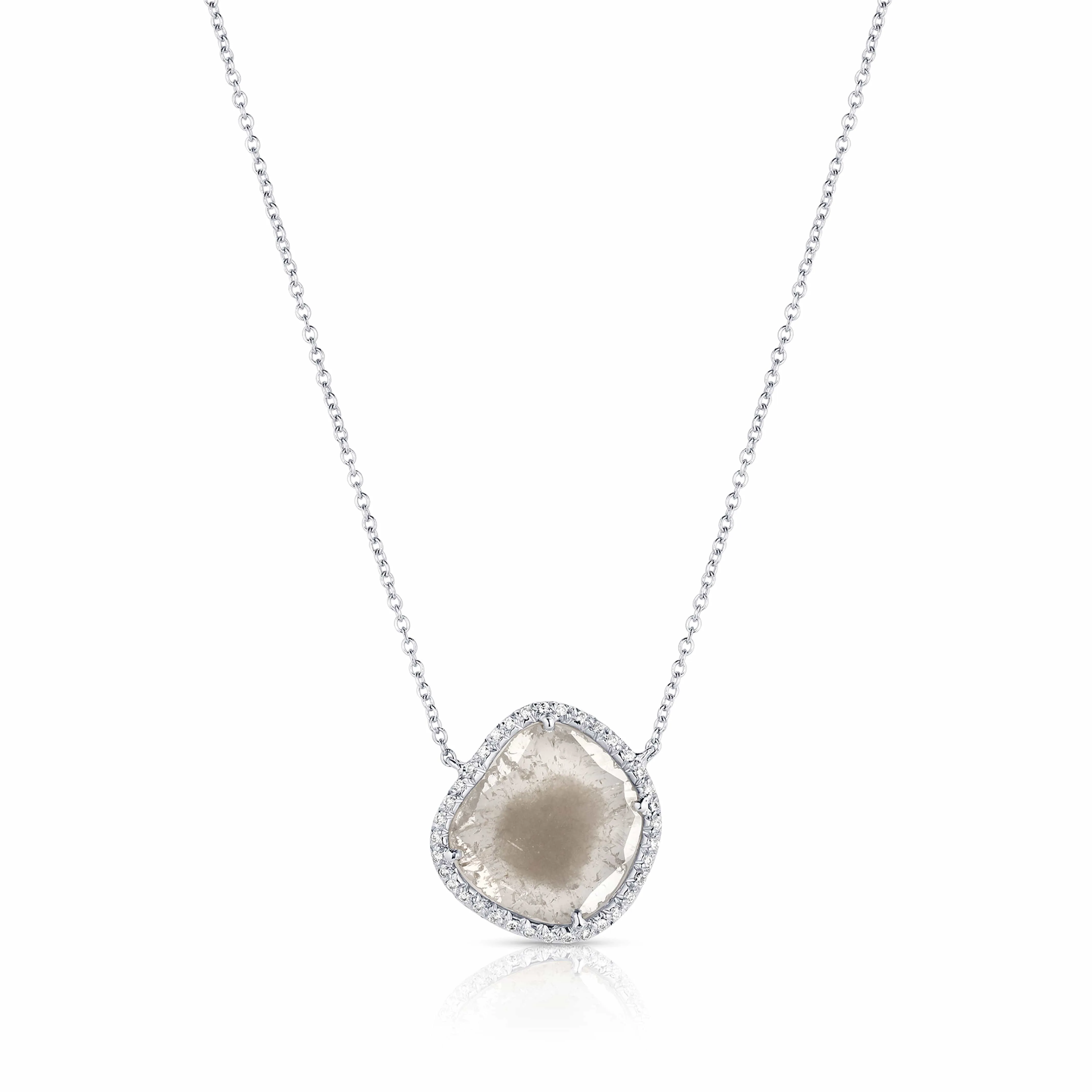 Rivière Platinum 1.71ctw Rose Cut Diamond Salt and Pepper Slab Necklace