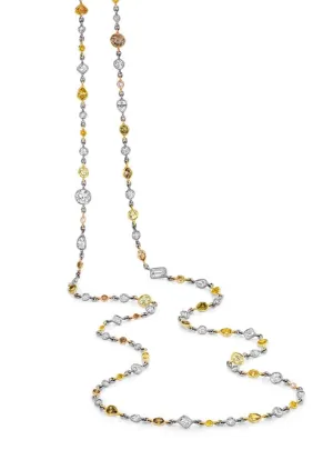 Rivière Platinum 18k Gold Multicolored Diamond Necklace