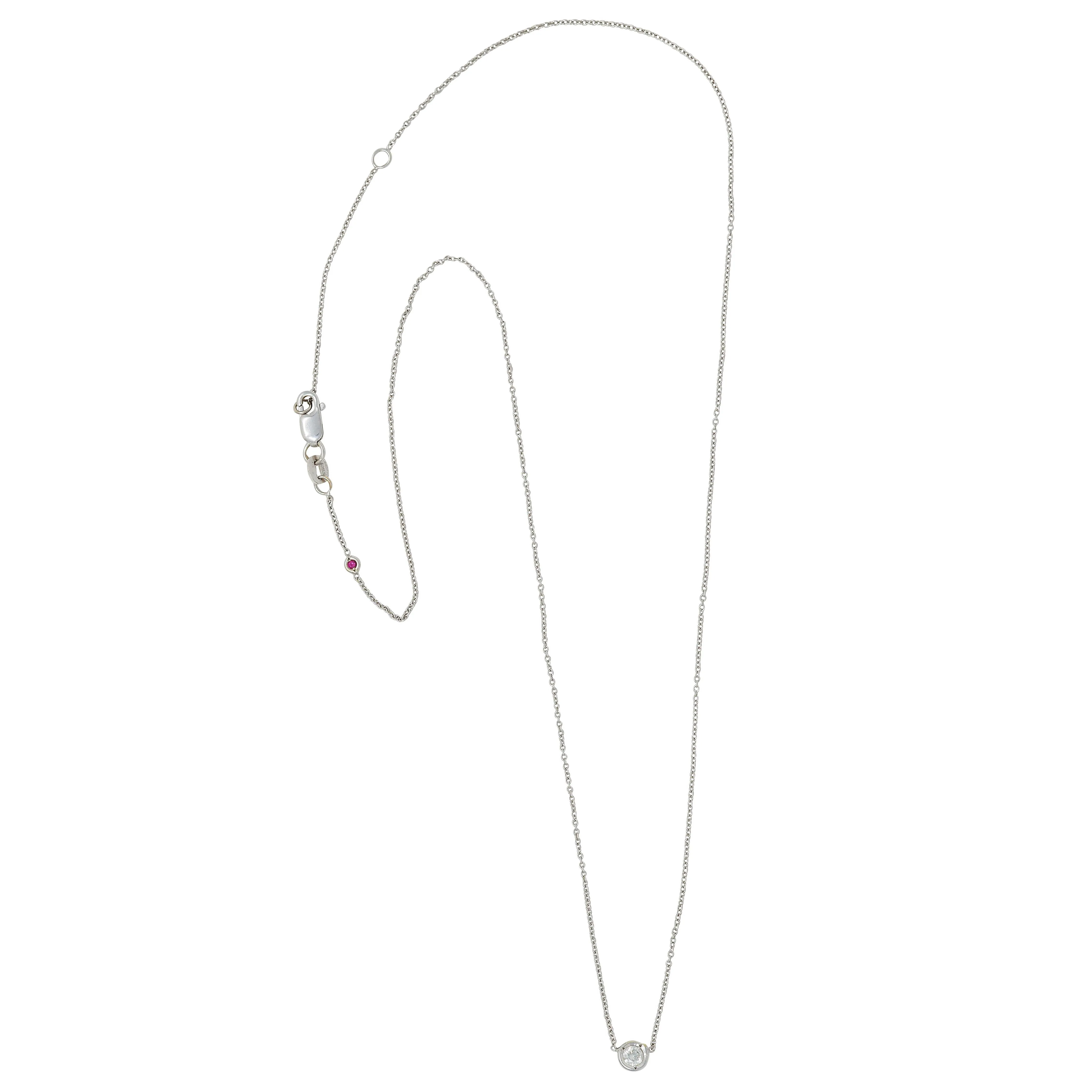 Roberto Coin 2000's Diamond Ruby 18 Karat White Gold Diamonds By The Inch Necklace