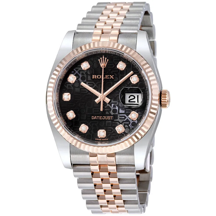 Rolex Datejust 36 Black Dial Stainless Steel and 18K Everose Gold Jubilee Bracelet Automatic Men's Watch 116231BKJDJ