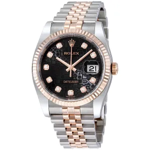Rolex Datejust 36 Black Dial Stainless Steel and 18K Everose Gold Jubilee Bracelet Automatic Men's Watch 116231BKJDJ