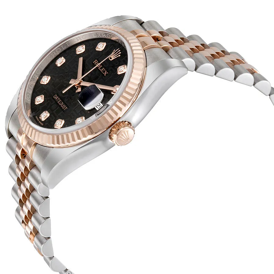 Rolex Datejust 36 Black Dial Stainless Steel and 18K Everose Gold Jubilee Bracelet Automatic Men's Watch 116231BKJDJ