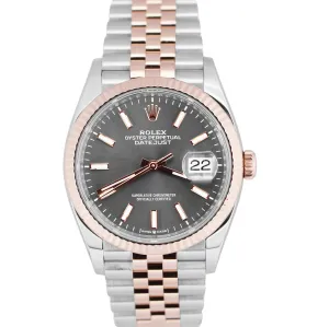 Rolex DateJust Two-Tone 18k Rose Stainless Rhodium 36mm Jubilee 126231 Watch