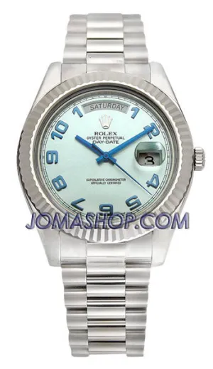 Rolex Day-Date II Blue Dial 18K White Gold President Automatic Men's Watch 218239BLAP