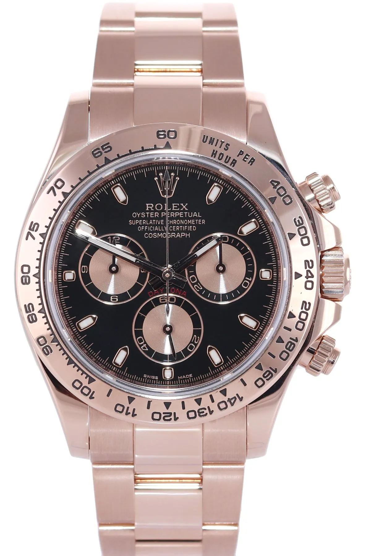 Rolex Daytona Rose Gold 116505 18k Black Dial Chrono Watch Box