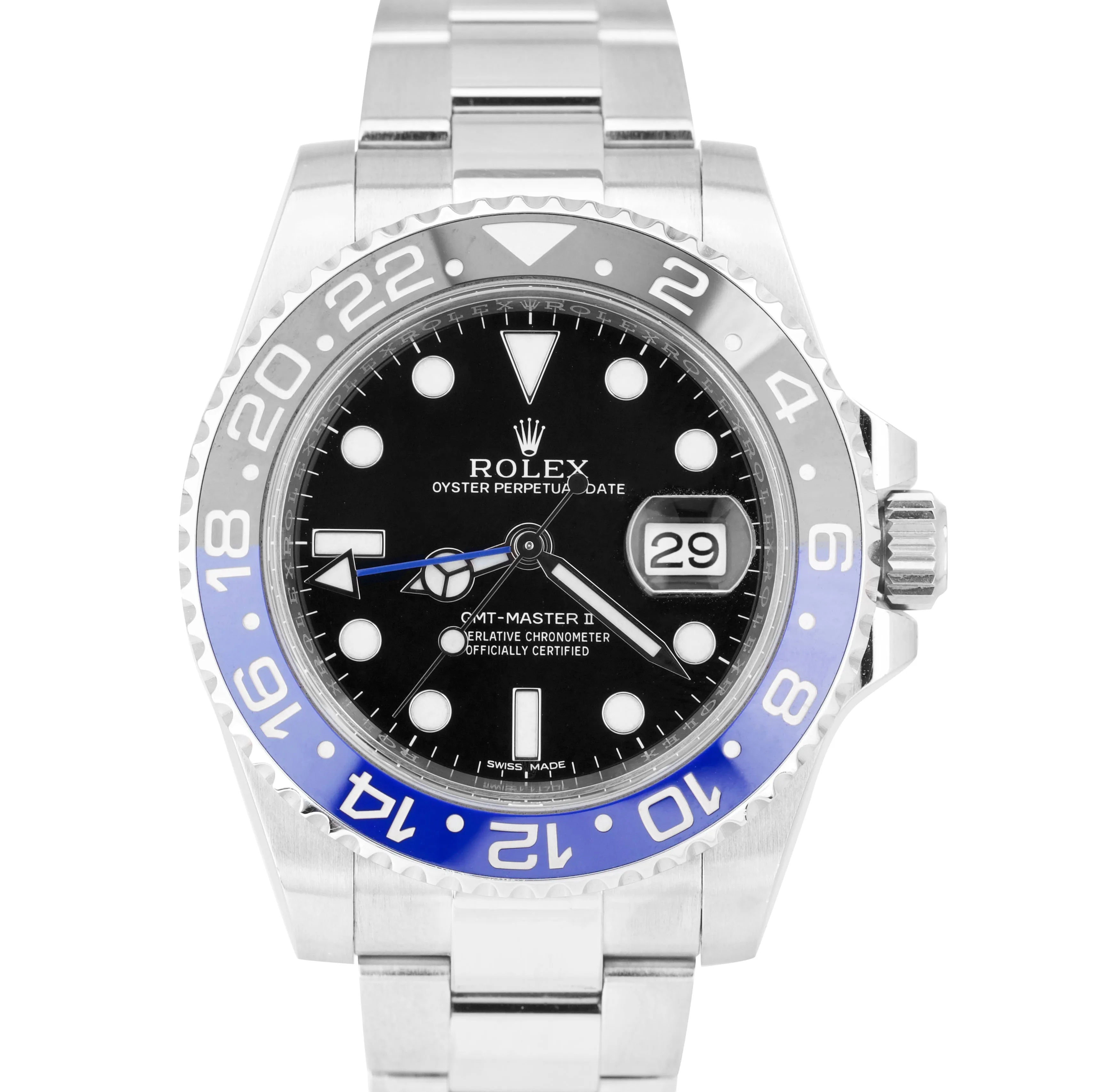 Rolex GMT-Master II Batman Blue Black 40mm Watch Stainless Steel 116710 BLNR