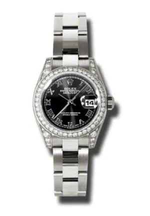 Rolex Lady Datejust 26 Black Dial 18K White Gold Oyster Bracelet Automatic Watch 179159BKRO