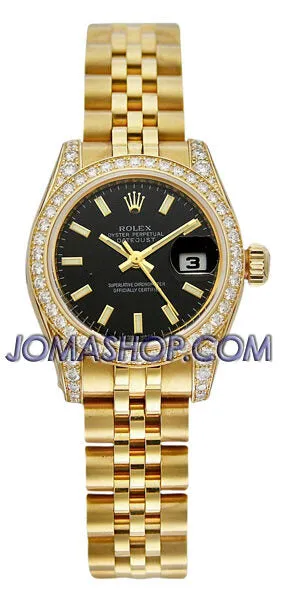 Rolex Lady Datejust 26 Black Dial 18K Yellow Gold Jubilee Bracelet Automatic Watch 179158BKSJ