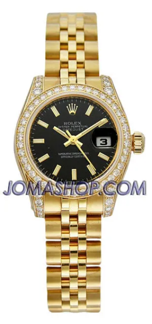 Rolex Lady Datejust 26 Black Dial 18K Yellow Gold Jubilee Bracelet Automatic Watch 179158BKSJ