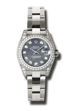 Rolex Lady Datejust 26 Black Mother of Pearl Dial 18K White Gold Oyster Bracelet Automatic Watch 179159BKMDO