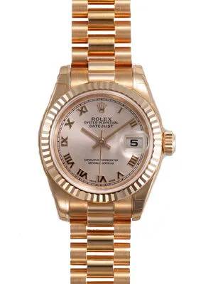 Rolex Lady-Datejust 26 Champagne Dial 18k Rose Gold President Automatic Ladies Watch 179175CRP
