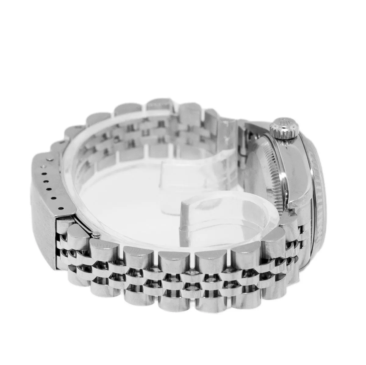 Rolex Lady-Datejust 26mm 18K White Gold and Stainless Steel Silver Diamond Dial Fluted Bezel 79174