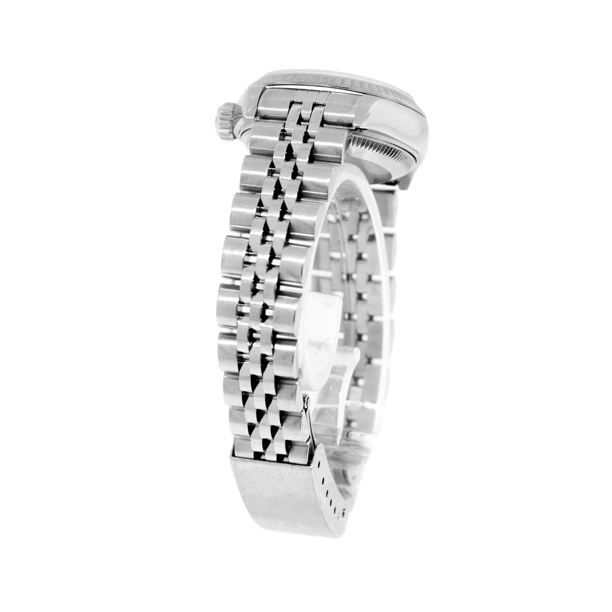 Rolex Lady-Datejust 26mm 18K White Gold and Stainless Steel Silver Diamond Dial Fluted Bezel 79174