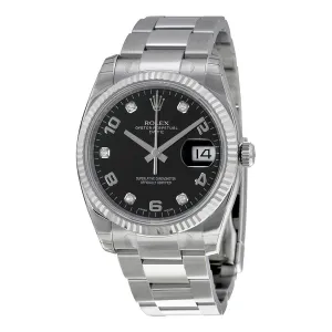 Rolex Oyster Perpetual Date 34 Black Dial Stainless Steel Bracelet Automatic Men's Watch 115234BKADO