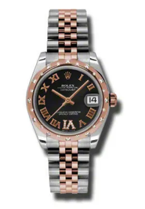 Rolex Oyster Perpetual Datejust 31 Black Dial Stainless Steel and 18K Everose Gold Jubilee Bracelet Automatic Ladies Watch 178341BKRDJ