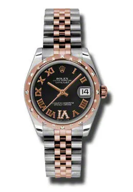 Rolex Oyster Perpetual Datejust 31 Black Dial Stainless Steel and 18K Everose Gold Jubilee Bracelet Automatic Ladies Watch 178341BKRDJ