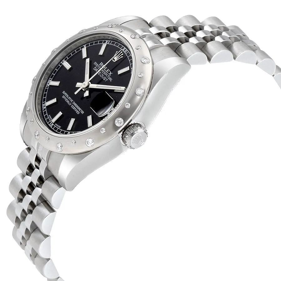 Rolex Oyster Perpetual Datejust 31 Black Dial Stainless Steel Jubilee Bracelet Automatic Ladies Watch 178344BKSJ