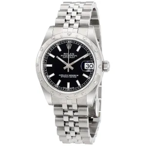 Rolex Oyster Perpetual Datejust 31 Black Dial Stainless Steel Jubilee Bracelet Automatic Ladies Watch 178344BKSJ
